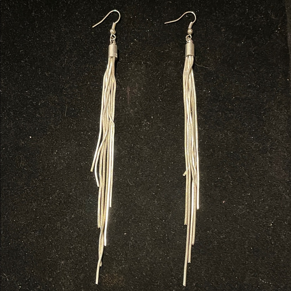Elegant Silver Tassel Earrings